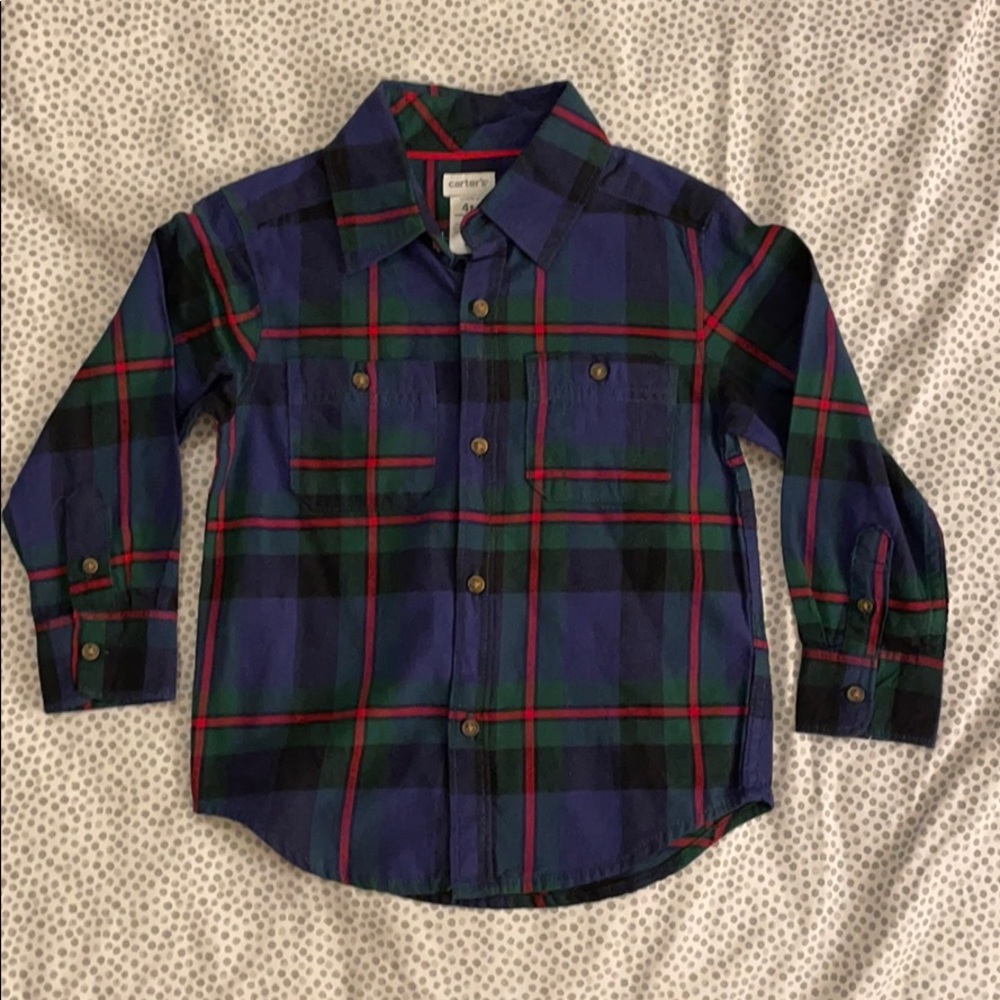 Brand new, toddler boys dress up plaid shirt